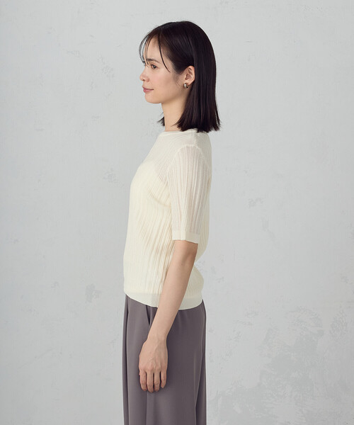COMME CA ISM(コムサイズム)の「ランダムシアーニット(ニット/セーター・レディース・アイボリー/ブラック・LARGE/MEDIUM)」の6枚目の写真