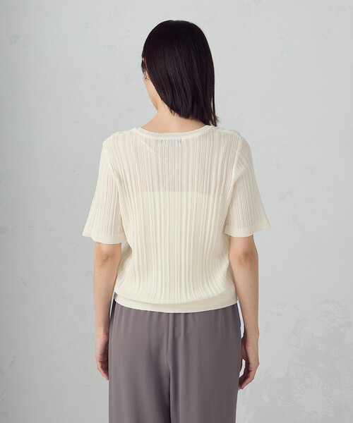 COMME CA ISM(コムサイズム)の「ランダムシアーニット(ニット/セーター・レディース・アイボリー/ブラック・LARGE/MEDIUM)」の7枚目の写真