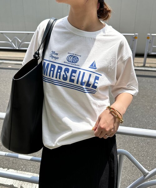 SLOBE IENA(スローブイエナ)の「made some sports wear for SLOBE IENA ロゴTEE(Tシャツ/カットソー・レディース・ネイビー/ホワイト/グリーン/ホワイト系その他/ブルー/ライトブルー/ホワイト×ホワイト・FREE)」の3枚目の写真