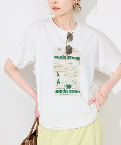 SLOBE IENA(スローブイエナ)の「made some sports wear for SLOBE IENA ロゴTEE(Tシャツ/カットソー・レディース・ネイビー/ホワイト/グリーン/ホワイト系その他/ブルー/ライトブルー/ホワイト×ホワイト・FREE)」の4枚目の写真