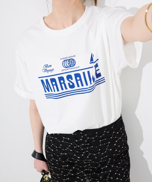 SLOBE IENA(スローブイエナ)の「made some sports wear for SLOBE IENA ロゴTEE(Tシャツ/カットソー・レディース・ネイビー/ホワイト/グリーン/ホワイト系その他/ブルー/ライトブルー/ホワイト×ホワイト・FREE)」の2枚目の写真