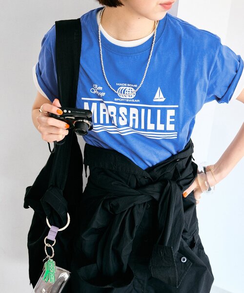 SLOBE IENA(スローブイエナ)の「made some sports wear for SLOBE IENA ロゴTEE(Tシャツ/カットソー・レディース・ネイビー/ホワイト/グリーン/ホワイト系その他/ブルー/ライトブルー/ホワイト×ホワイト・FREE)」の7枚目の写真