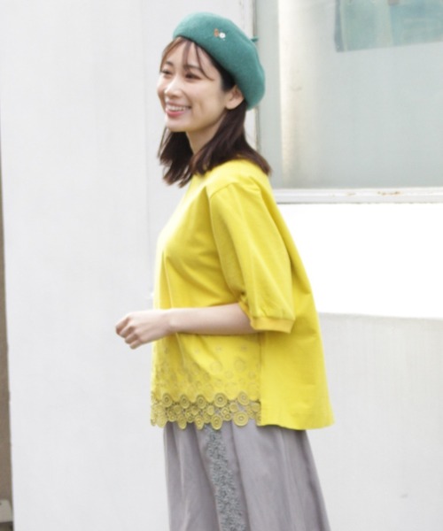 SUPER HAKKA（スーパーハッカ）の「プチフルール刺繍ぽこぽこベレー帽（ハンチング/ベレー帽・レディース・オレンジ/グリーン/ライトグレー・FREE）」の13枚目の写真