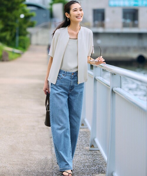 23区(ニジュウサンク)の「【吸水速乾/UVカット/接触冷感】ストレッチジョーゼット キャミソール(キャミソール・レディース・ネイビー系/ブラック系/ベージュ系・38/40)」の9枚目の写真