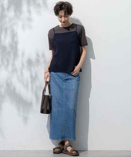 23区(ニジュウサンク)の「【吸水速乾/UVカット/接触冷感】ストレッチジョーゼット キャミソール(キャミソール・レディース・ネイビー系/ブラック系/ベージュ系・38/40)」の13枚目の写真
