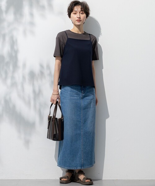 23区(ニジュウサンク)の「【吸水速乾/UVカット/接触冷感】ストレッチジョーゼット キャミソール(キャミソール・レディース・ネイビー系/ブラック系/ベージュ系・38/40)」の14枚目の写真