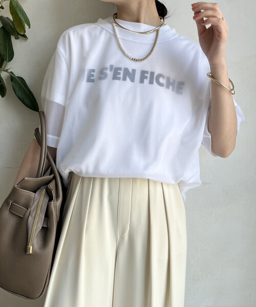 DouDou(ドゥドゥ)の「トリコットオーガンジーTEE(Tシャツ/カットソー・レディース・ライム/ホワイト/ブラック・FREE)」の2枚目の写真