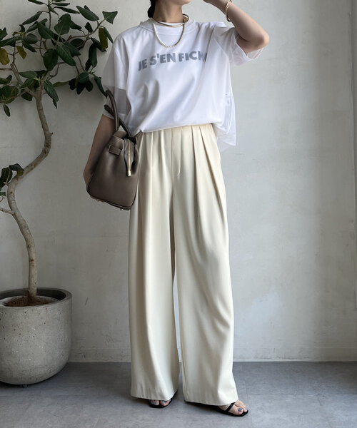 DouDou(ドゥドゥ)の「トリコットオーガンジーTEE(Tシャツ/カットソー・レディース・ライム/ホワイト/ブラック・FREE)」の15枚目の写真