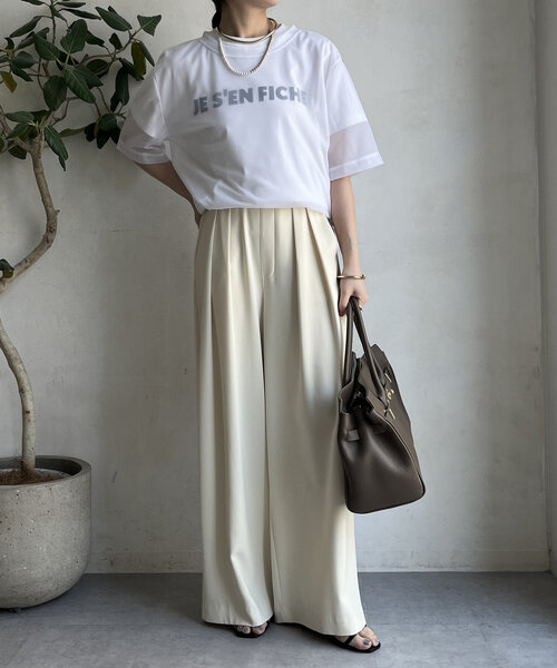 DouDou(ドゥドゥ)の「トリコットオーガンジーTEE(Tシャツ/カットソー・レディース・ライム/ホワイト/ブラック・FREE)」の16枚目の写真
