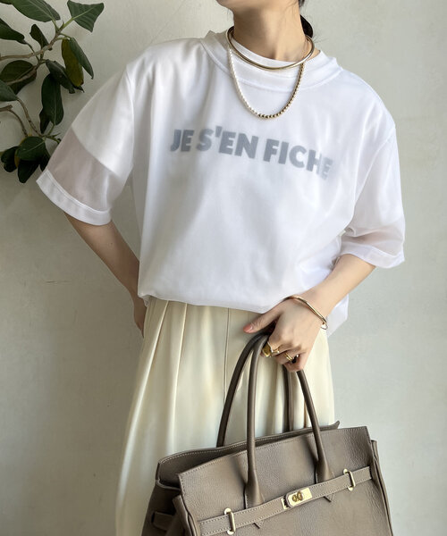 DouDou(ドゥドゥ)の「トリコットオーガンジーTEE(Tシャツ/カットソー・レディース・ライム/ホワイト/ブラック・FREE)」の19枚目の写真