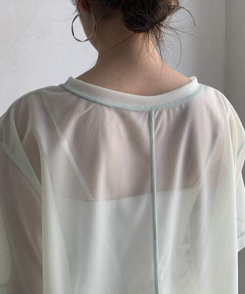 DouDou(ドゥドゥ)の「トリコットオーガンジーTEE(Tシャツ/カットソー・レディース・ライム/ホワイト/ブラック・FREE)」の8枚目の写真