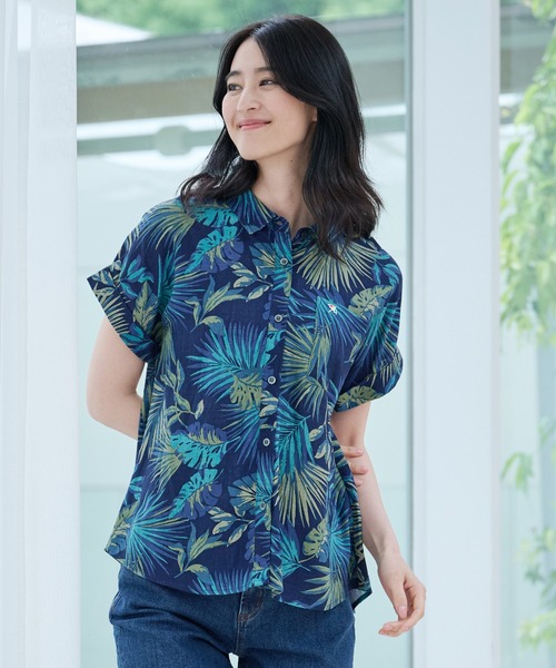 Arnold Palmer（アーノルドパーマー）の「リゾート柄 半袖 コンパクトシャツ（シャツ/ブラウス・レディース・ベージュ/ブラック/ネイビー/グリーン・M/S/L）」の4枚目の写真