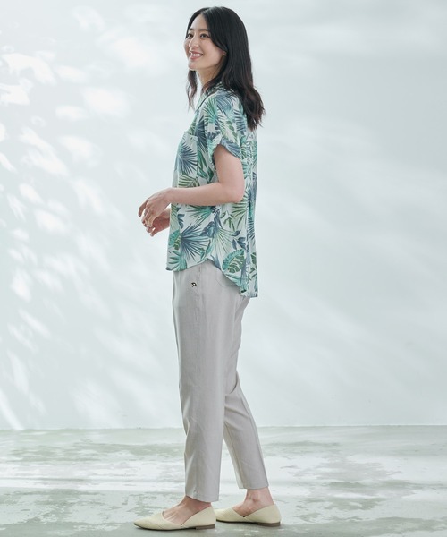 Arnold Palmer（アーノルドパーマー）の「リゾート柄 半袖 コンパクトシャツ（シャツ/ブラウス・レディース・ベージュ/ブラック/ネイビー/グリーン・M/S/L）」の9枚目の写真