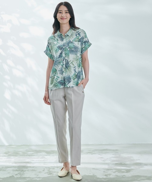 Arnold Palmer（アーノルドパーマー）の「リゾート柄 半袖 コンパクトシャツ（シャツ/ブラウス・レディース・ベージュ/ブラック/ネイビー/グリーン・M/S/L）」の8枚目の写真