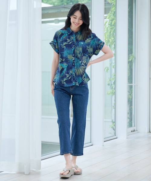 Arnold Palmer（アーノルドパーマー）の「リゾート柄 半袖 コンパクトシャツ（シャツ/ブラウス・レディース・ベージュ/ブラック/ネイビー/グリーン・M/S/L）」の7枚目の写真