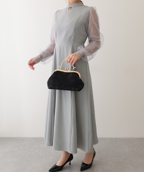 Lace Ladies(レースレディース)の「2WAY フラワー レース がま口 ハンドバッグ(クラッチバッグ・レディース・ベージュ/ブラック・FREE)」の5枚目の写真