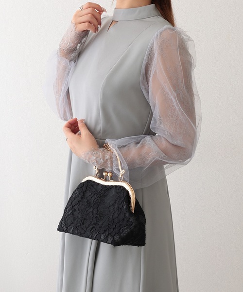 Lace Ladies(レースレディース)の「2WAY フラワー レース がま口 ハンドバッグ(クラッチバッグ・レディース・ベージュ/ブラック・FREE)」の7枚目の写真