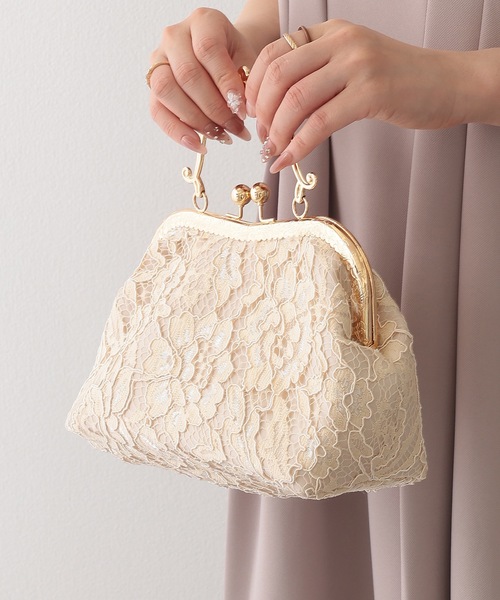 Lace Ladies(レースレディース)の「2WAY フラワー レース がま口 ハンドバッグ(クラッチバッグ・レディース・ベージュ/ブラック・FREE)」の10枚目の写真