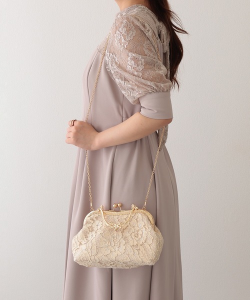 Lace Ladies(レースレディース)の「2WAY フラワー レース がま口 ハンドバッグ(クラッチバッグ・レディース・ベージュ/ブラック・FREE)」の15枚目の写真