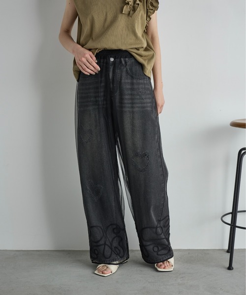 goa ゴア　オルテガ刺繍コットンリネンイージーパンツ TOKYO BASIC 柄パンツ レディース イージーパンツ 50代 40代