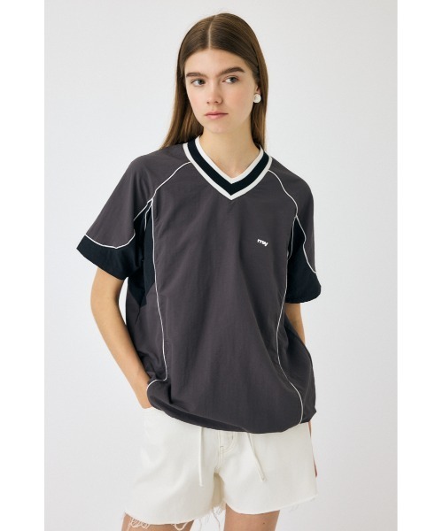 ☆新品未使用☆ MOUSSY マウジー　CREPE ブラウス　トップス　ブラック セール】PIPING OVER トップス（Tシャツ/カットソー）｜MOUSSY