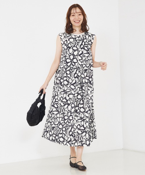 セール】リネンライクペインティングプリントワンピース（ワンピース