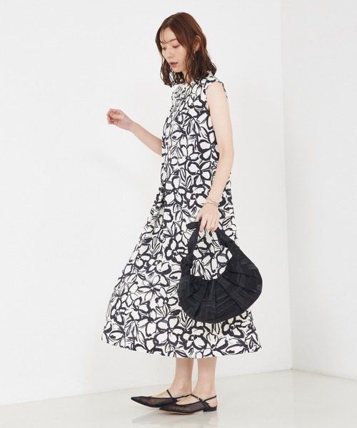 カリテ（qualite）/リネンライクペインティングプリントワンピース セール】リネンライクペインティングプリントワンピース（ワンピース