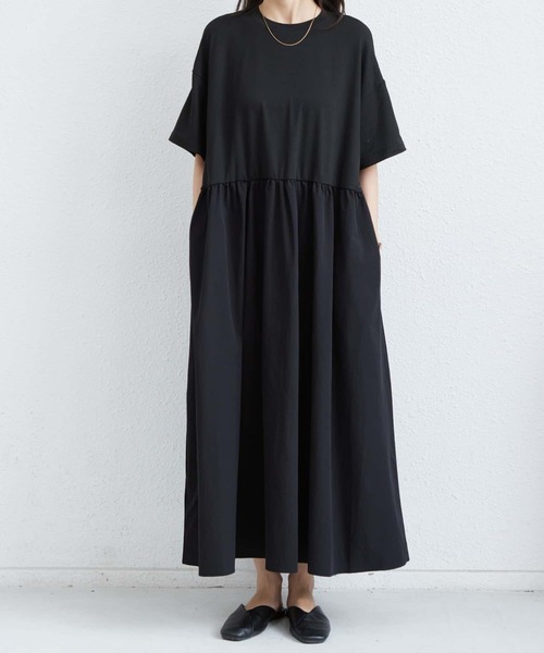 MAISON DE THERESE(メゾン ド テレーズ)の「半袖切り替えギャザーロングワンピース(ワンピース・レディース・ブルー/ブラック/ピンク・FREE)」の16枚目の写真