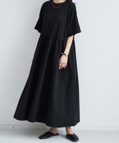 MAISON DE THERESE(メゾン ド テレーズ)の「半袖切り替えギャザーロングワンピース(ワンピース・レディース・ブルー/ブラック/ピンク・FREE)」の8枚目の写真
