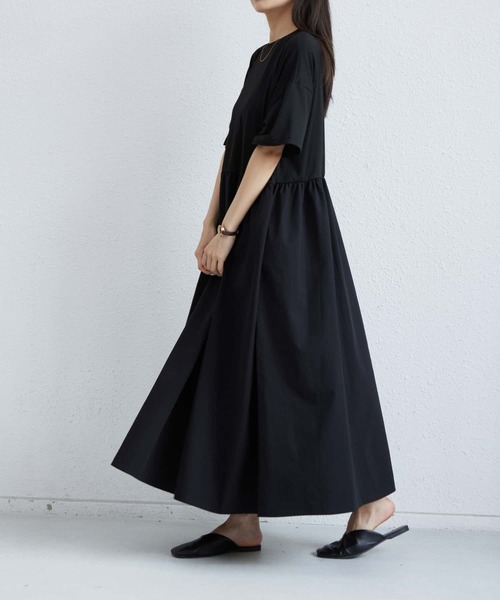 MAISON DE THERESE(メゾン ド テレーズ)の「半袖切り替えギャザーロングワンピース(ワンピース・レディース・ブルー/ブラック/ピンク・FREE)」の9枚目の写真