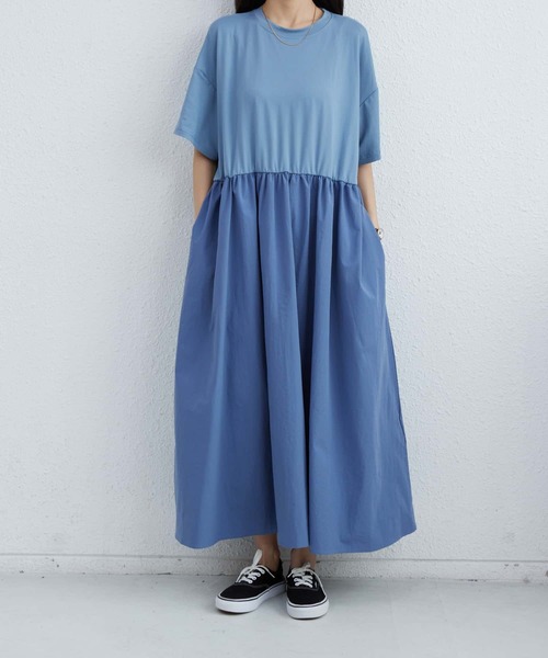 MAISON DE THERESE(メゾン ド テレーズ)の「半袖切り替えギャザーロングワンピース(ワンピース・レディース・ブルー/ブラック/ピンク・FREE)」の13枚目の写真
