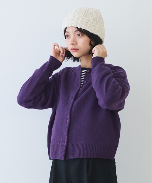 bulle de savon（ビュルデサボン）の「△ジーロンラム　ダブル釦カーディガン（カーディガン/ボレロ・レディース・ライトブルー/ブルー/マスタード/ミント/レッド/ピンク/ダークブラウン・FREE）」の22枚目の写真