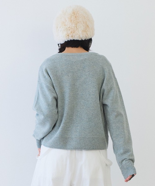 bulle de savon（ビュルデサボン）の「△ジーロンラム　ダブル釦カーディガン（カーディガン/ボレロ・レディース・ライトブルー/ブルー/マスタード/ミント/レッド/ピンク/ダークブラウン・FREE）」の11枚目の写真