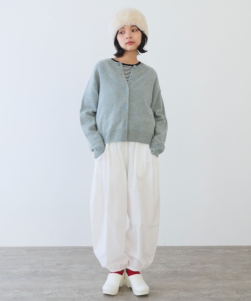 bulle de savon（ビュルデサボン）の「△ジーロンラム　ダブル釦カーディガン（カーディガン/ボレロ・レディース・ライトブルー/ブルー/マスタード/ミント/レッド/ピンク/ダークブラウン・FREE）」の19枚目の写真