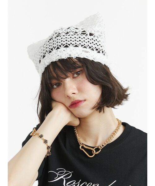 ★YOUTHBATH★Cat string beanie_black★正規品/韓国直送料込 セール】キャットイヤーネットキャップ 猫耳（ニットキャップ