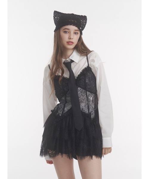 jouetie（ジュエティ）の「キャットイヤーネットキャップ 猫耳（ニットキャップ/ビーニー・レディース・ブラック/オフホワイト・FREE）」の10枚目の写真