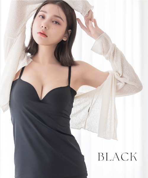 tu-hacci(ツーハッチ)の「汗取りパッド付【瞬間-2°!接触冷感】おしゃれもブラもね。BRAmoneなら着るだけで+2カップ盛りが叶う!超盛りブラトップ(ワイヤー入りtype)(キャミソール・レディース・ブラック/グレイッシュベージュ/ライトグレー・AB65/AB70/AB75/AB80/CD65/CD70/CD75/CD80/EF65/EF70/EF75/EF80)」の20枚目の写真