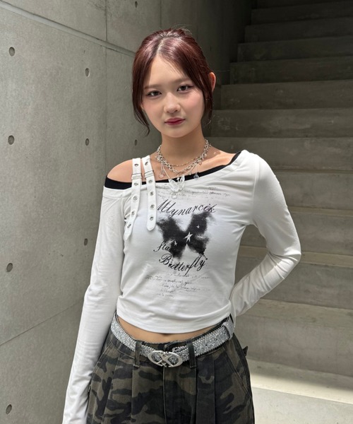 クロップドバタフライトップス（Tシャツ/カットソー）｜ZIPPER