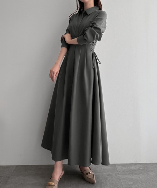 ぱやて 美品*Theory シャツワンピース ベルト フレア タック ぱやて様専用 美品*Theory シャツワンピース ベルト フレア