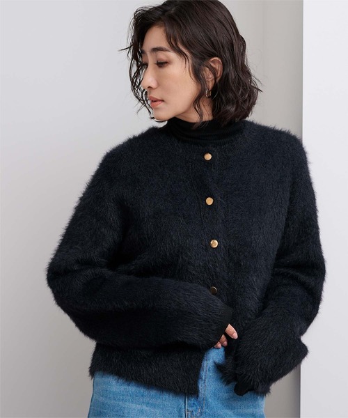 セール】ゴールド釦シャギーニットカーディガン（カーディガン/ボレロ