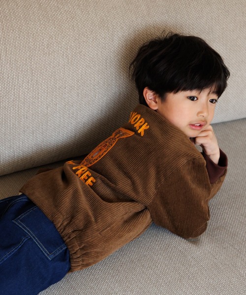 MAKE YOUR DAY（メイクユアデイ）の「コールテンワッペンブルゾン■80～140cm（ブルゾン・キッズ・ネイビー/ブラウン・120/110/100/140/130/90/80）」の2枚目の写真