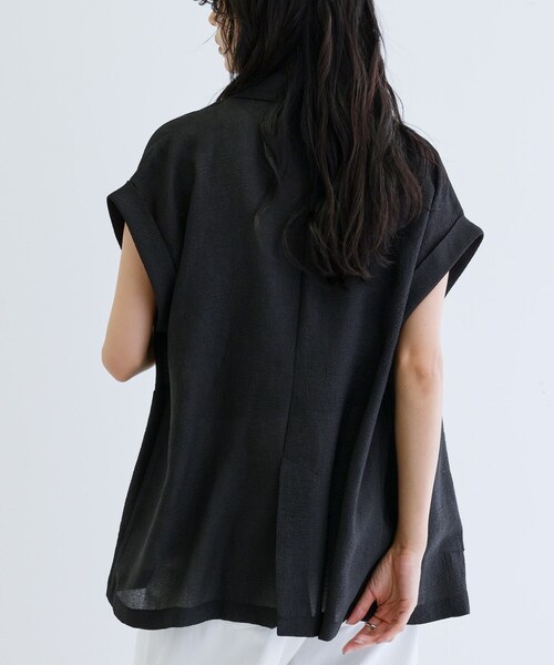 GALLEST(ギャレスト)の「ワッシャー半袖シャツジャケット(テーラードジャケット・レディース・ブラック/ライトグレー・34/38)」の9枚目の写真