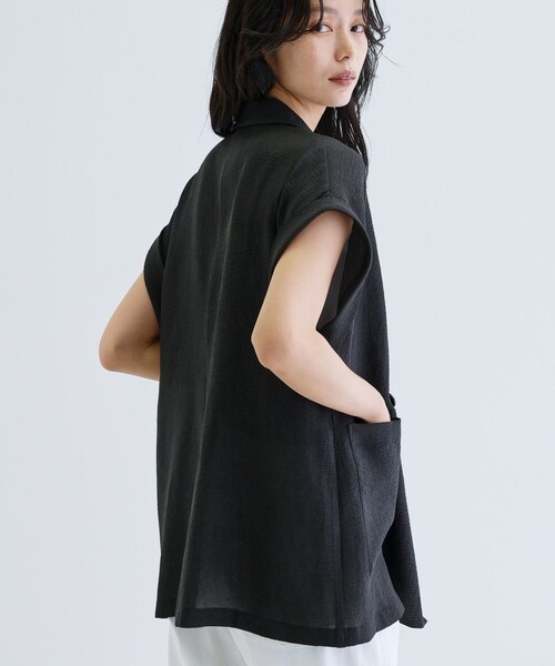 GALLEST(ギャレスト)の「ワッシャー半袖シャツジャケット(テーラードジャケット・レディース・ブラック/ライトグレー・34/38)」の10枚目の写真