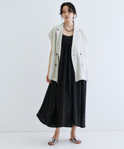 GALLEST(ギャレスト)の「ワッシャー半袖シャツジャケット(テーラードジャケット・レディース・ブラック/ライトグレー・34/38)」の13枚目の写真