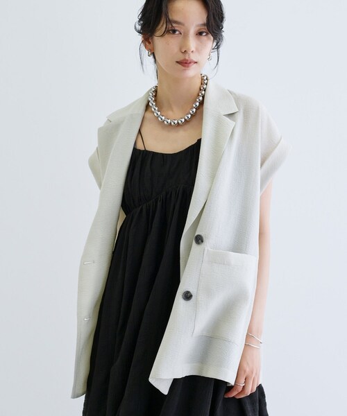 GALLEST(ギャレスト)の「ワッシャー半袖シャツジャケット(テーラードジャケット・レディース・ブラック/ライトグレー・34/38)」の15枚目の写真