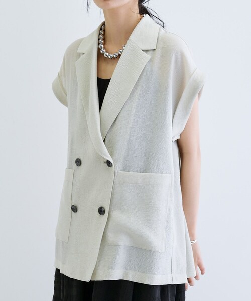 GALLEST(ギャレスト)の「ワッシャー半袖シャツジャケット(テーラードジャケット・レディース・ブラック/ライトグレー・34/38)」の17枚目の写真