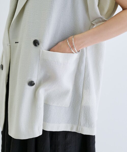 GALLEST(ギャレスト)の「ワッシャー半袖シャツジャケット(テーラードジャケット・レディース・ブラック/ライトグレー・34/38)」の20枚目の写真