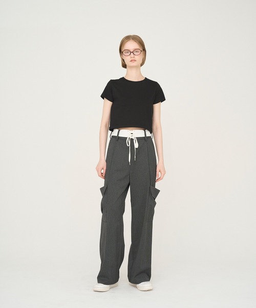 Nora Lily(ノラリリー)の「【Nora Lily】「elle」Seabreeze Stripe Cargo Pants(カーゴパンツ・レディース・ブラック系/グレー系・FREE)」の4枚目の写真