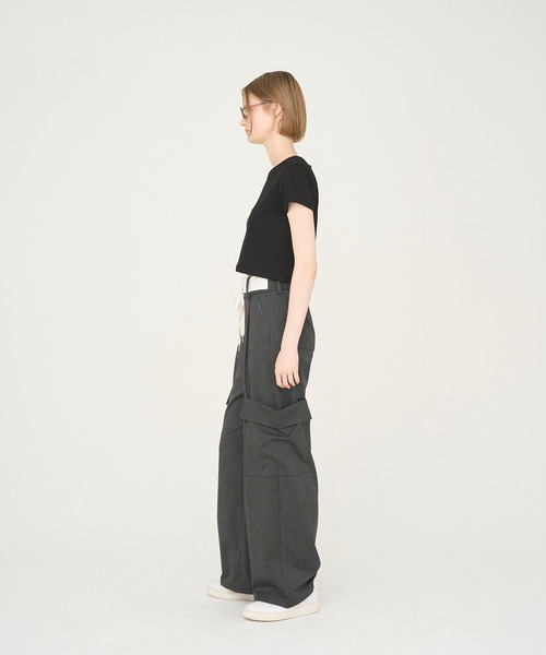 Nora Lily(ノラリリー)の「【Nora Lily】「elle」Seabreeze Stripe Cargo Pants(カーゴパンツ・レディース・ブラック系/グレー系・FREE)」の5枚目の写真