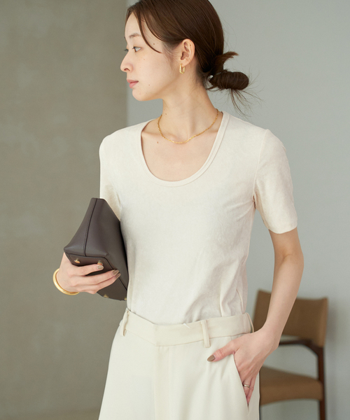 Plage velour Tシャツ　ナチュラル プラージュ Plage 《予約》velour Tシャツ （ナチュラル